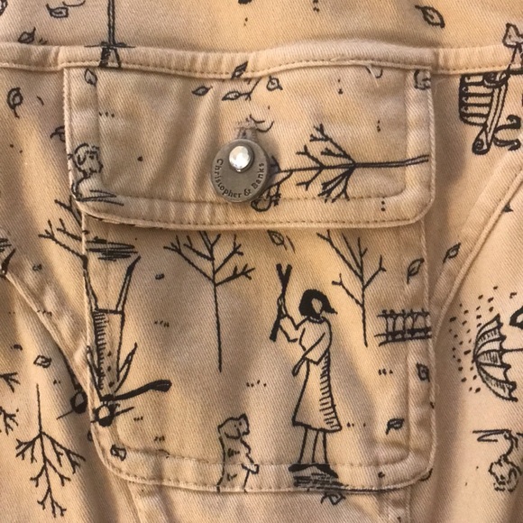 Dog Scenes Christopher & Banks Tan & Black Denim Jacket Umbr… - Picture 9 of 15